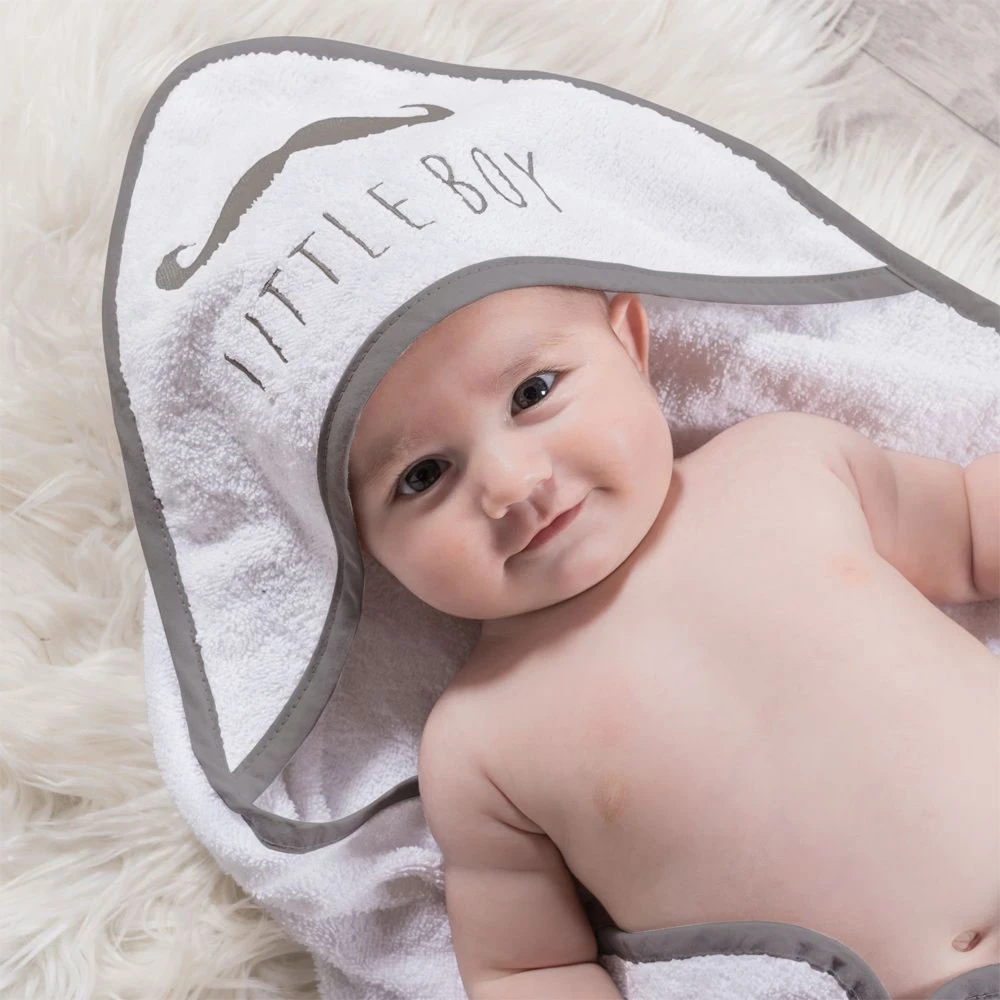 Cape De Bain 75x75 Cm Avec Gant Gris Little Boy 2 Cape De Bain 75x75 Cm Avec Gant Gris Little Boy – Image 2