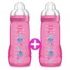 MAM Lot De 2 Biberons Easy Active 330 Ml Rose Tétine Débit X