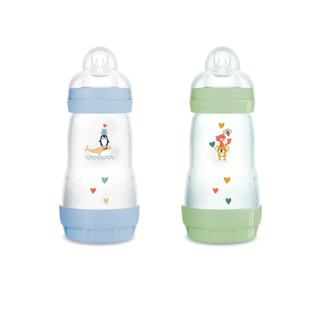 MAM Lot De 2 Biberons Anti-colique 260ml Easy Stard Bleu Et Vert 1 MAM Lot De 2 Biberons Anti-colique 260ml Easy Stard Bleu Et Vert