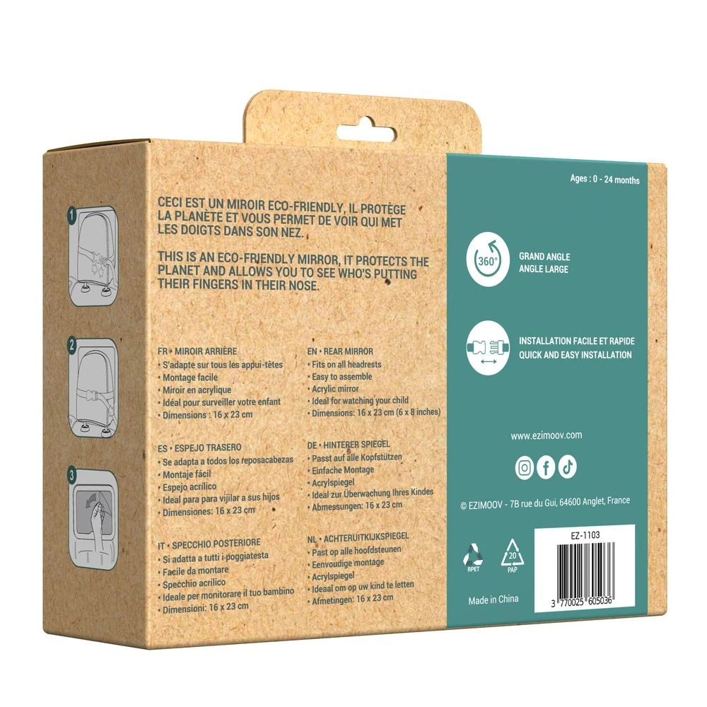 Rétroviseur Bébé Ezi Mirror Square - Eco Friendly 8 Rétroviseur Bébé Ezi Mirror Square - Eco Friendly – Image 8