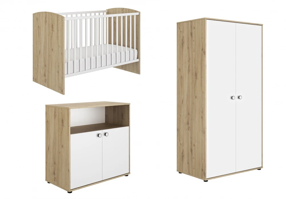 Chambre Trio Arthur - Lit 60/120 + Commode + Armoire 2 Chambre Trio Arthur - Lit 60/120 + Commode + Armoire – Image 2