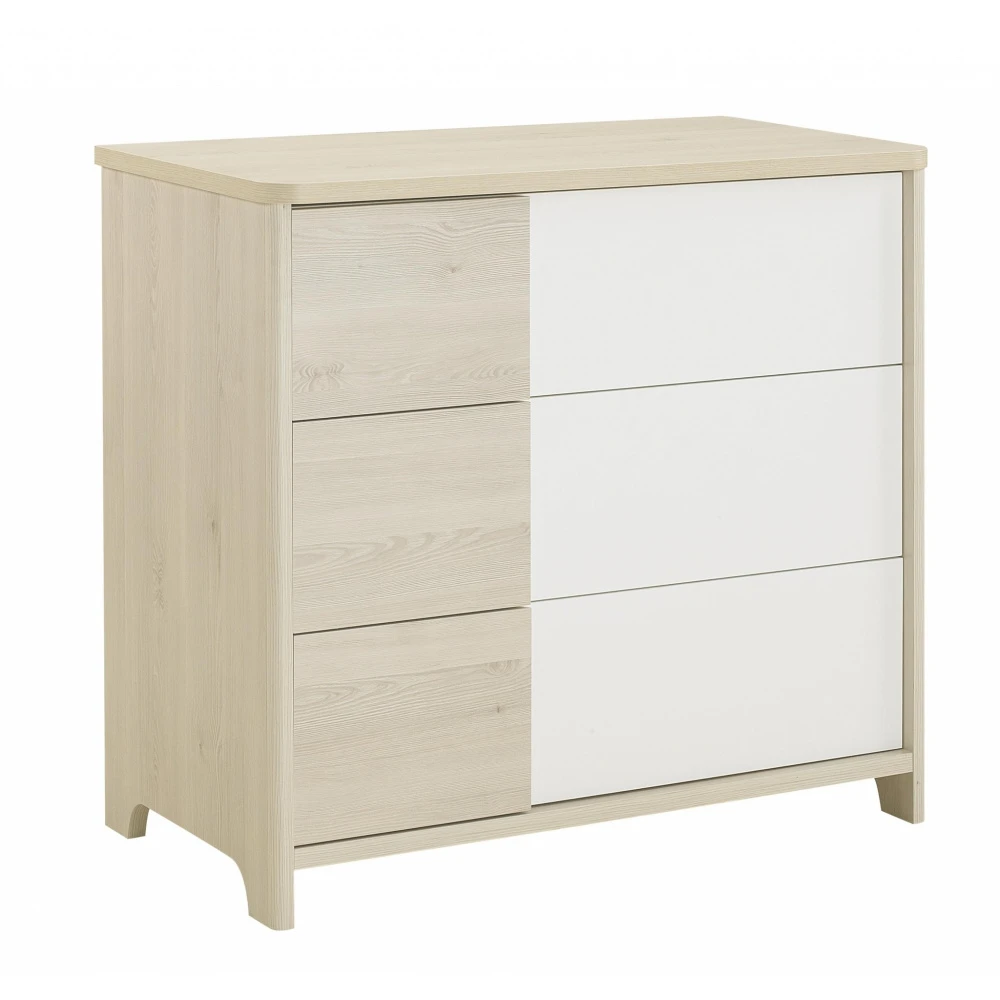Chambre Trio Sacha Pin Blanchi - Lit 70x140 + Commode + Armoire 4 Chambre Trio Sacha Pin Blanchi - Lit 70x140 + Commode + Armoire – Image 4