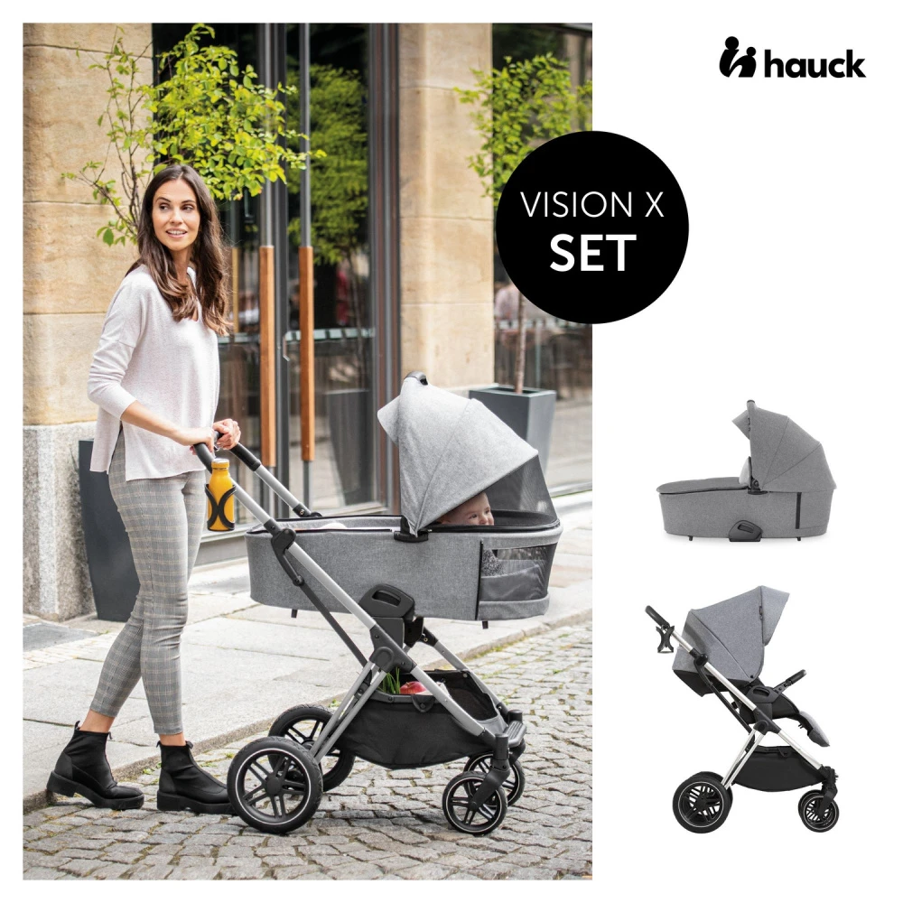 HAUCK Pack Poussette Duo Vision X Set Melange Grey - Châssis Silver 4 HAUCK Pack Poussette Duo Vision X Set Melange Grey - Châssis Silver – Image 4
