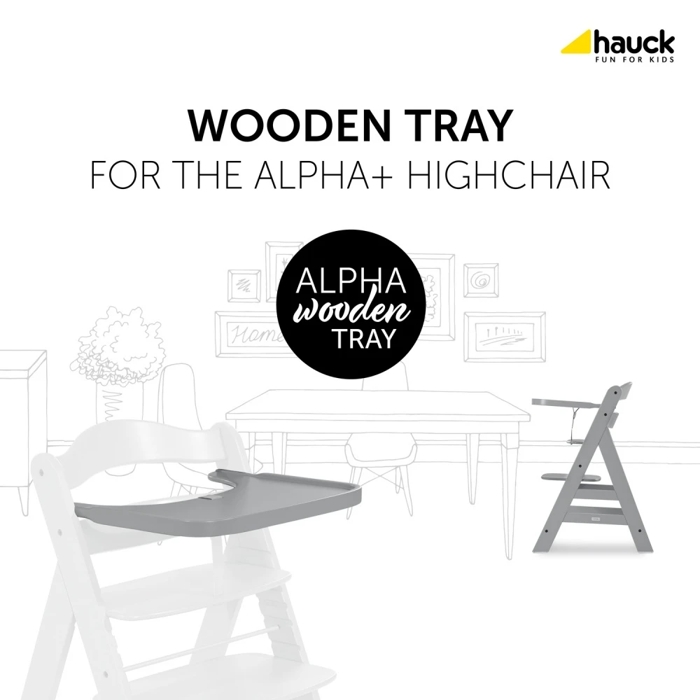 HAUCK Tablette Pour Chaise Haute Alpha Bois Gris 2 HAUCK Tablette Pour Chaise Haute Alpha Bois Gris – Image 2