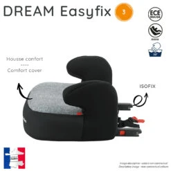 Rehausseur Dream Easyfix Luxe Gris - Groupe 3 6 Rehausseur Dream Easyfix Luxe Gris - Groupe 3 -Allobébé ia032548411 2