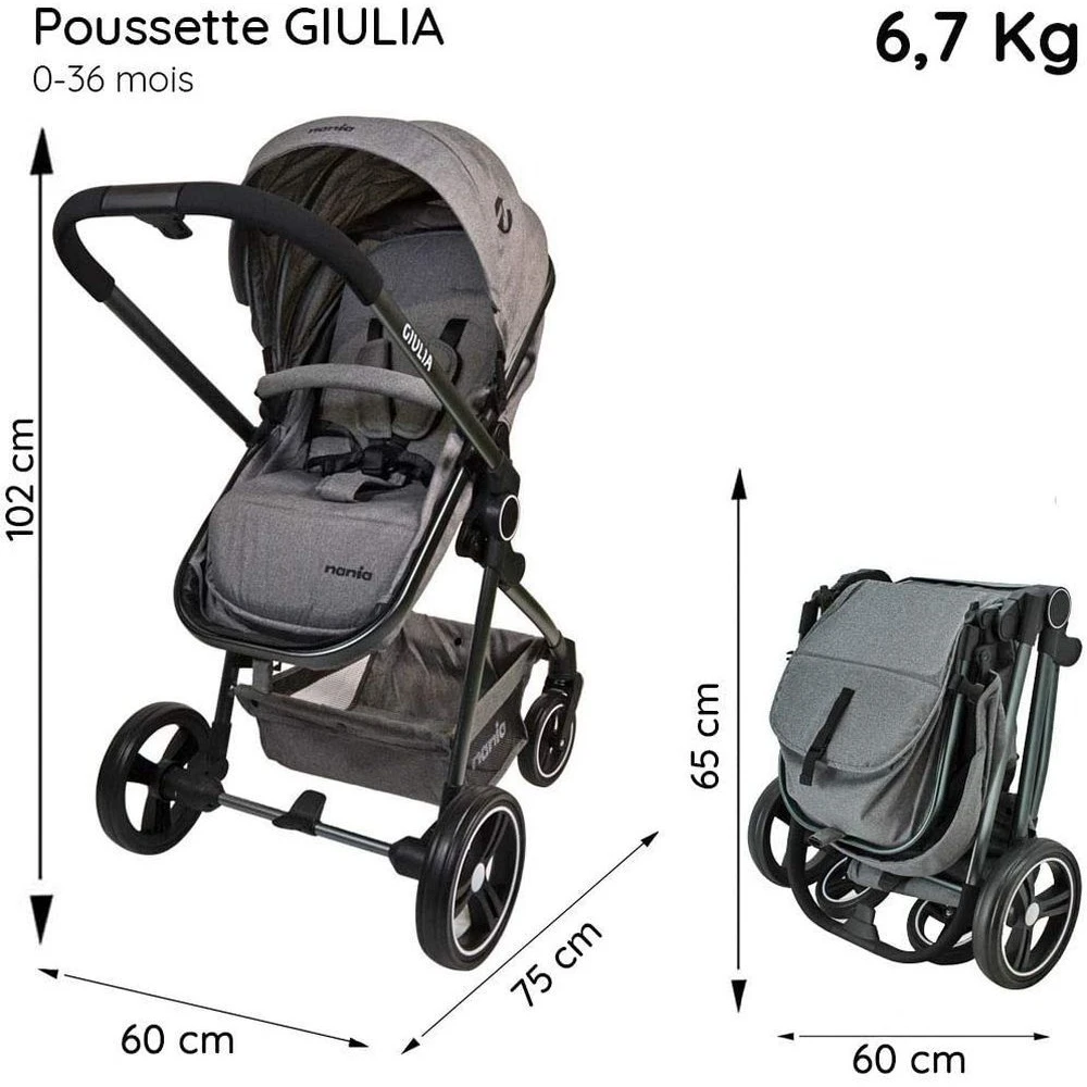 Pack Trio Poussette Giulia Noire 2 Pack Trio Poussette Giulia Noire – Image 2