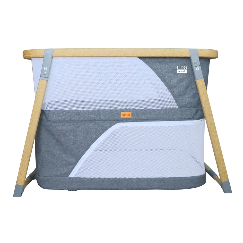 Lit Pliant Bébé 3 En 1 Lido Bois / Gris 2 Lit Pliant Bébé 3 En 1 Lido Bois / Gris – Image 2