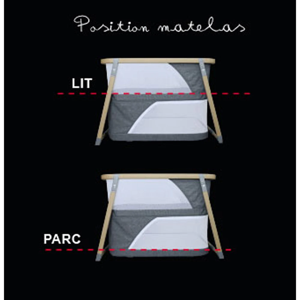 Lit Pliant Bébé 3 En 1 Lido Bois / Gris 11 Lit Pliant Bébé 3 En 1 Lido Bois / Gris – Image 11