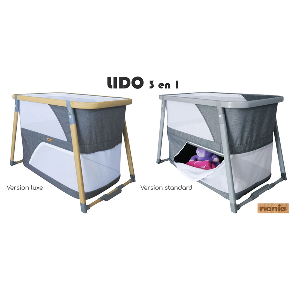 Lit Pliant Bébé 3 En 1 Lido Bois / Gris 10 Lit Pliant Bébé 3 En 1 Lido Bois / Gris – Image 10
