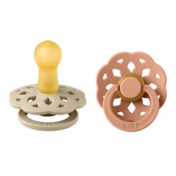 BIBS Pack De 2 Sucettes Bohème Caoutchouc 6 Mois+ Vanilla Et Peach