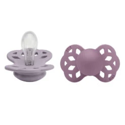 BIBS Pack De 2 Sucettes Infinity Silicone Symétrique 0-6 Mois Fossil Grey Et Mauve