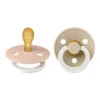 BIBS Pack De 2 Sucettes Colour Caoutchouc Symétrique Phosphorescente 0-6 Mois Blush Et Vanilla
