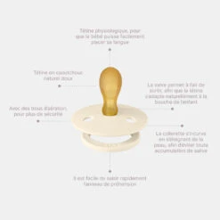 BIBS Pack De 2 Sucettes Colour Caoutchouc Symétrique Phosphorescente 0-6 Mois Blush Et Vanilla -Allobébé ib061249053 4