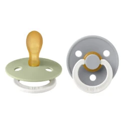 BIBS Pack De 2 Sucettes Colour Caoutchouc Symétrique Phosphorescente 6 Mois+ Sage Et Cloud