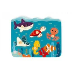 Janod Puzzle En Bois Animaux Marins Wwf 6 Pièces