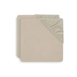 Jollein Lot De 2 Draps Housse En Jersey Pour Matelas Ou Tapis De Parc 75x95cm Nougat