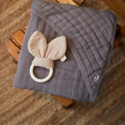 Jollein Cape De Bain Bébé 75x75 Cm Coton Froissé Storm Grey -Allobébé jl091060709 5