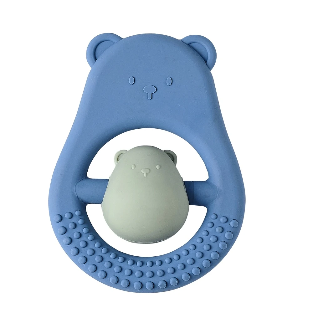 NATTOU Anneau De Dentition En Silicone Maman Et Bébé Bleu 1 NATTOU Anneau De Dentition En Silicone Maman Et Bébé Bleu