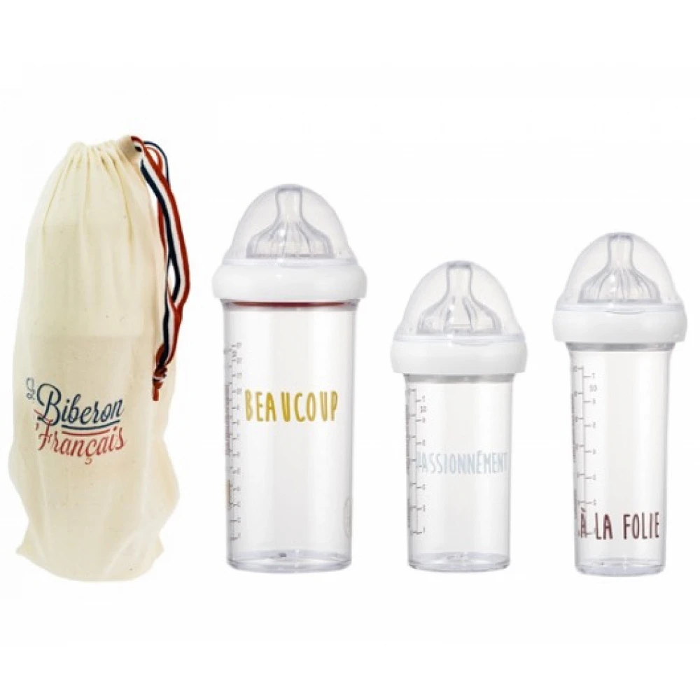 Lot De 3 Biberons Beaucoup, Passionnément, à La Folie 1 Lot De 3 Biberons Beaucoup, Passionnément, à La Folie