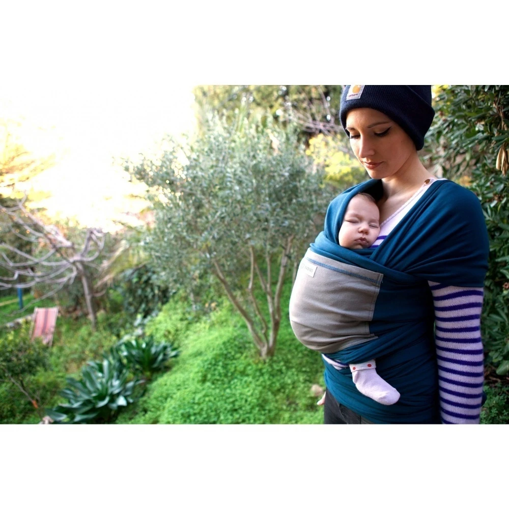 Écharpe De Portage L'originale Bleu Paon Poche éléphant 10 Écharpe De Portage L'originale Bleu Paon Poche éléphant – Image 10