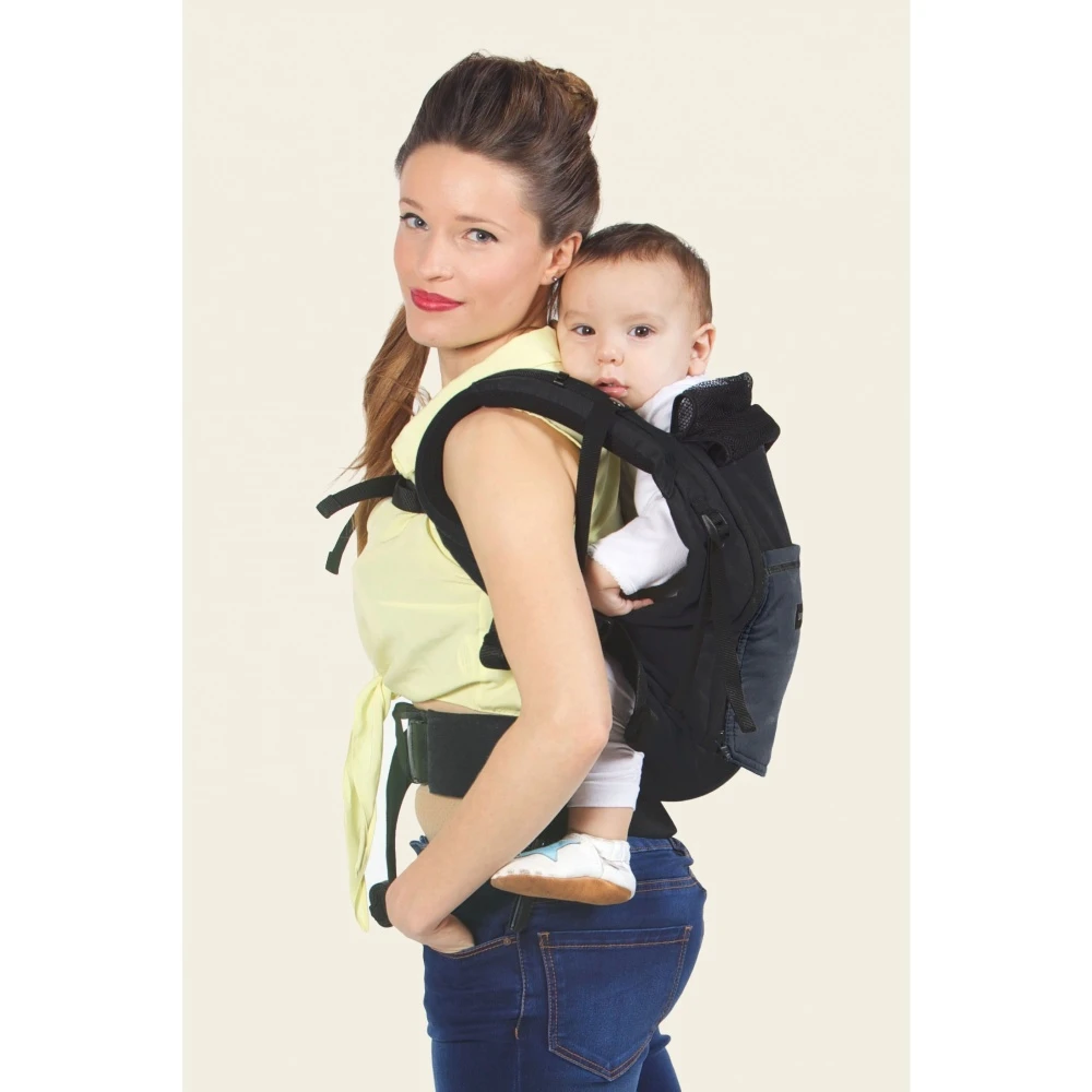 Porte Bébé Physiocarrier Coton - Tablier Noir Poche Anthracite 5 Porte Bébé Physiocarrier Coton - Tablier Noir Poche Anthracite – Image 5