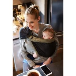 Echarpe De Portage Sans Nœud - Anthracite, Olive (réversible) 10 Echarpe De Portage Sans Nœud - Anthracite, Olive (réversible) -Allobébé lr046142612 2