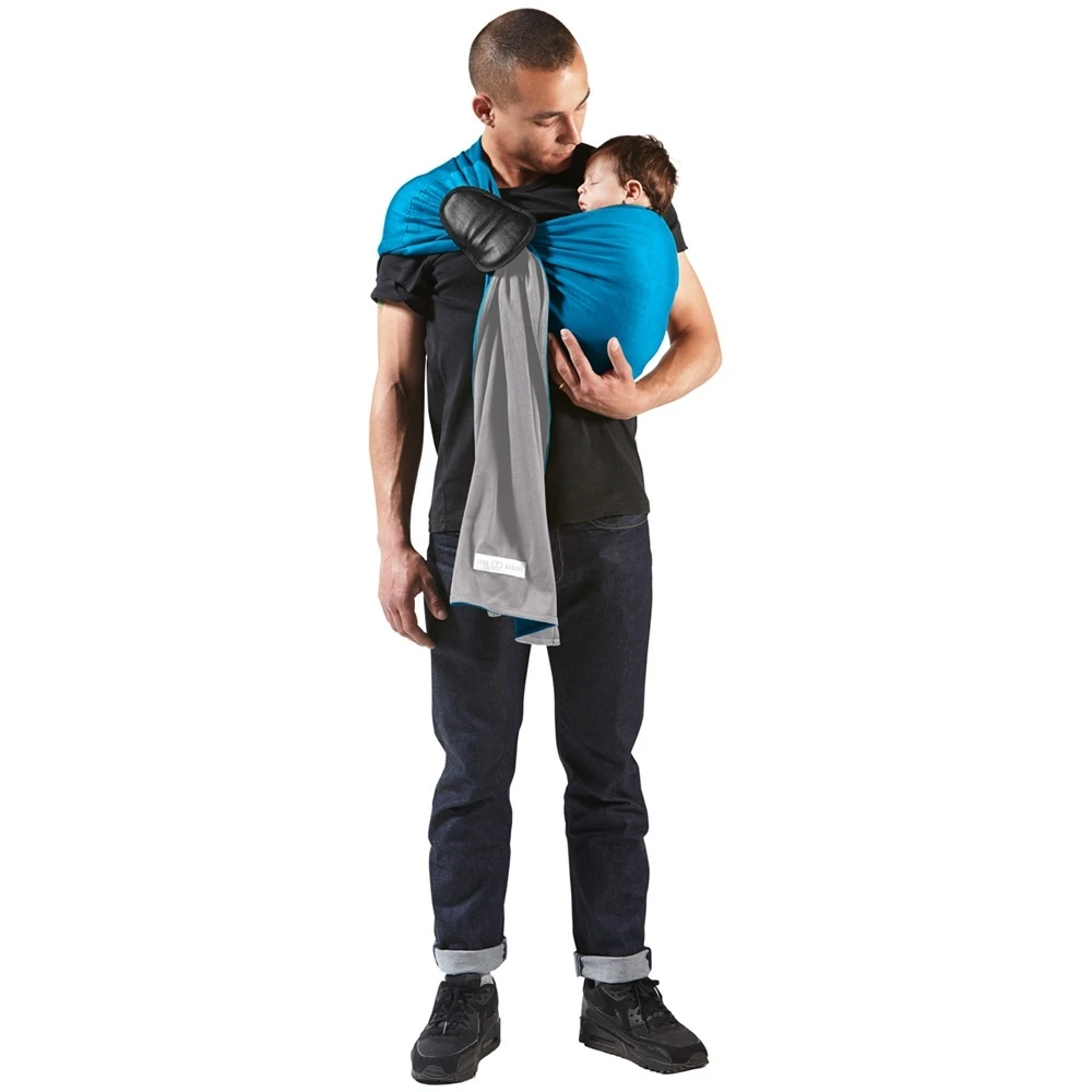 Echarpe De Portage Sans Nœud - Gris Chiné, Bleu Canard (réversible) 2 Echarpe De Portage Sans Nœud - Gris Chiné, Bleu Canard (réversible) – Image 2