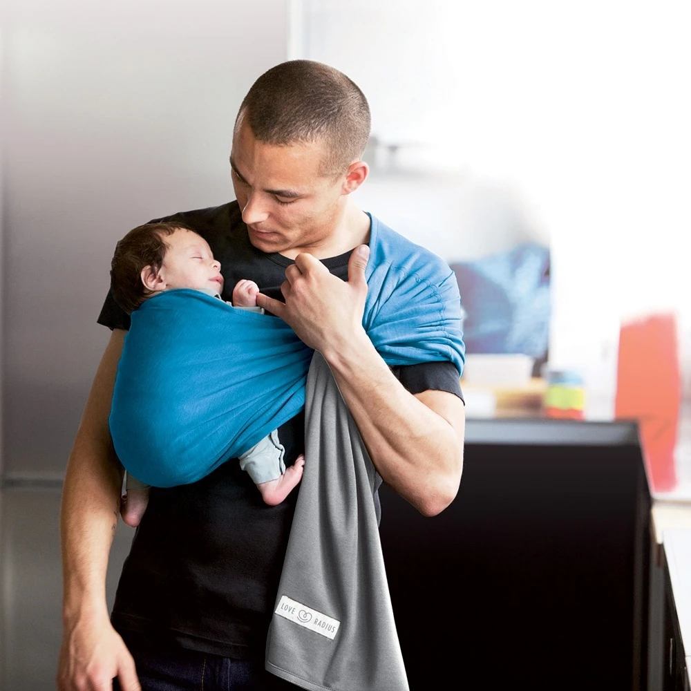 Echarpe De Portage Sans Nœud - Gris Chiné, Bleu Canard (réversible) 5 Echarpe De Portage Sans Nœud - Gris Chiné, Bleu Canard (réversible) – Image 5