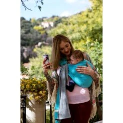 Echarpe De Portage Sans Nœud - Gris Chiné, Bleu Canard (réversible) 11 Echarpe De Portage Sans Nœud - Gris Chiné, Bleu Canard (réversible) -Allobébé lr046142674 5