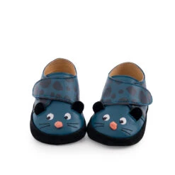 Moulin Roty Chaussons Cuir Bébé 18-24 Mois Bleu Dans La Jungle