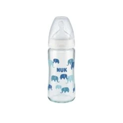 NUK Biberon Fc+ Tc 240ml Silicone 4-6m M Mixte Elephant Verre