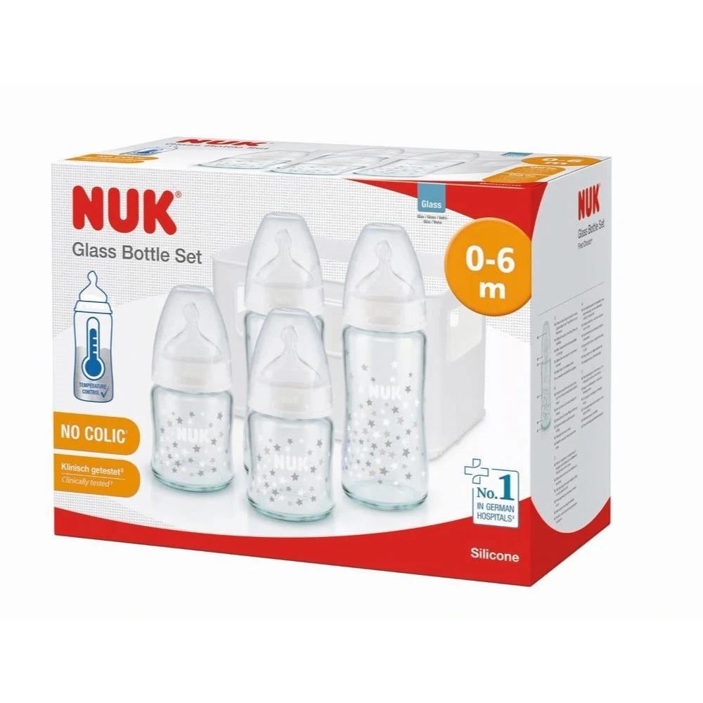 NUK Lot De 4 Biberons Fc+ Température Control Verre 2 NUK Lot De 4 Biberons Fc+ Température Control Verre – Image 2