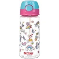 Nuby Gobelet Paille Souple Et Bouton Push En Tritan 540ml 3 Ans+ Rose