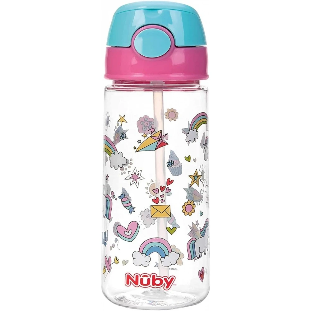 Nuby Gobelet Paille Souple Et Bouton Push En Tritan 540ml 3 Ans+ Rose 1 Nuby Gobelet Paille Souple Et Bouton Push En Tritan 540ml 3 Ans+ Rose