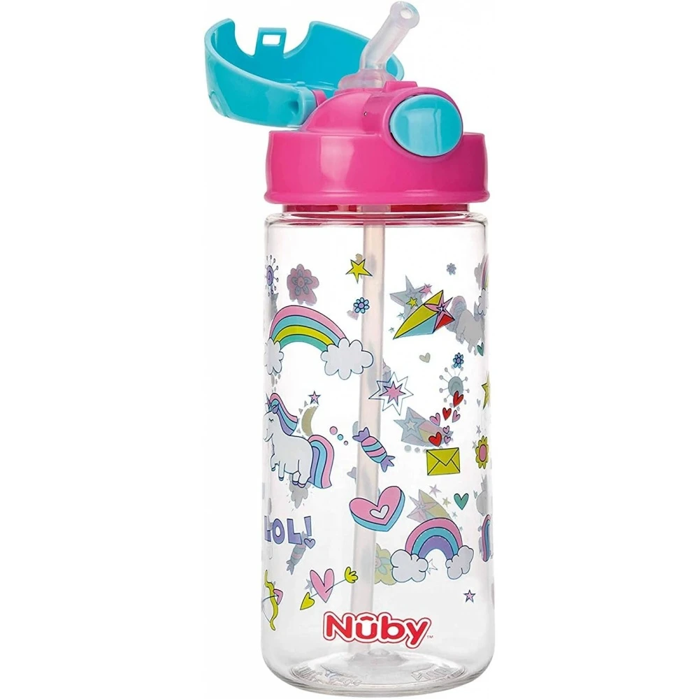 Nuby Gobelet Paille Souple Et Bouton Push En Tritan 540ml 3 Ans+ Rose 3 Nuby Gobelet Paille Souple Et Bouton Push En Tritan 540ml 3 Ans+ Rose – Image 3