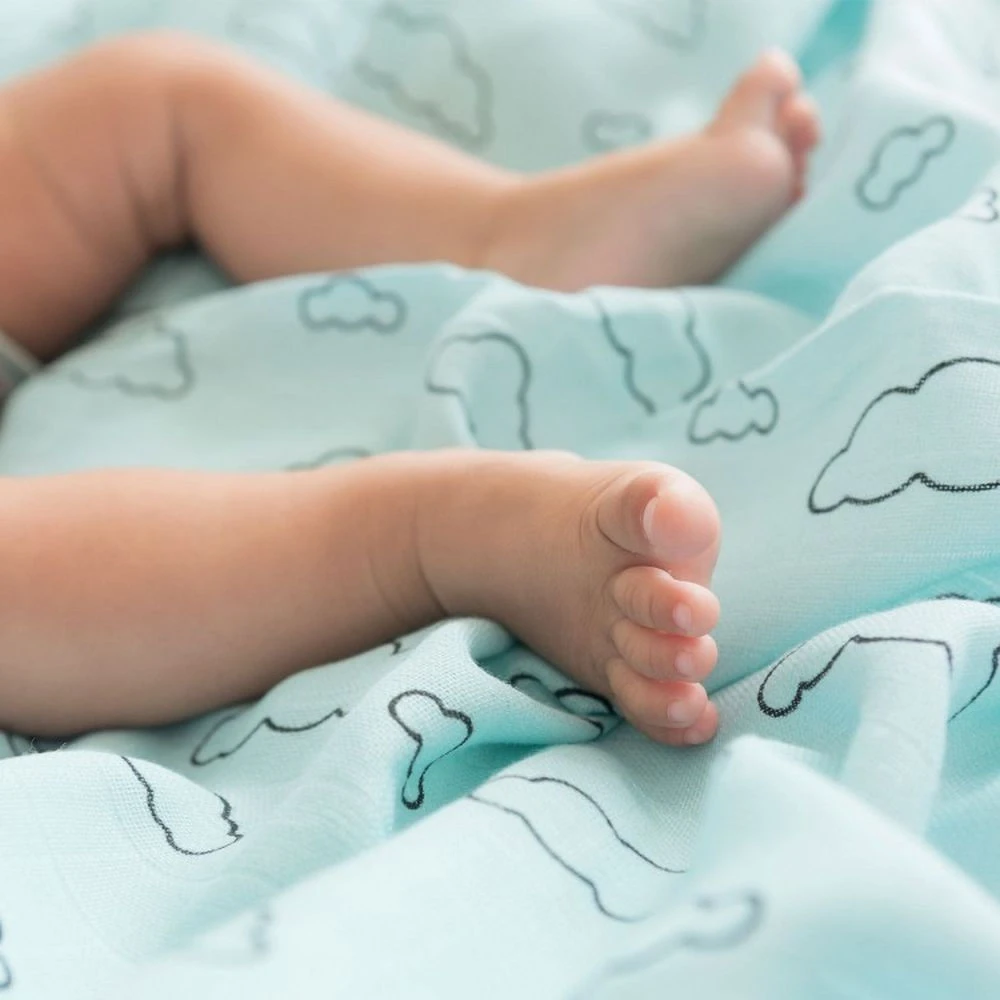 Lange 115 X 115 Cm Viscose De Bambou - Nuage (blanc Ou Bleu) 3 Lange 115 X 115 Cm Viscose De Bambou - Nuage (blanc Ou Bleu) – Image 3