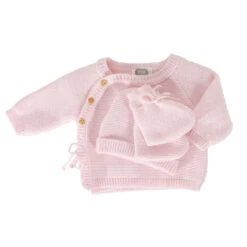 Lot Brassière Chaussons Et Bonnet Rose