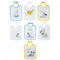 Lot De 7 Bavoirs Naissance Journalier Mickey Little One