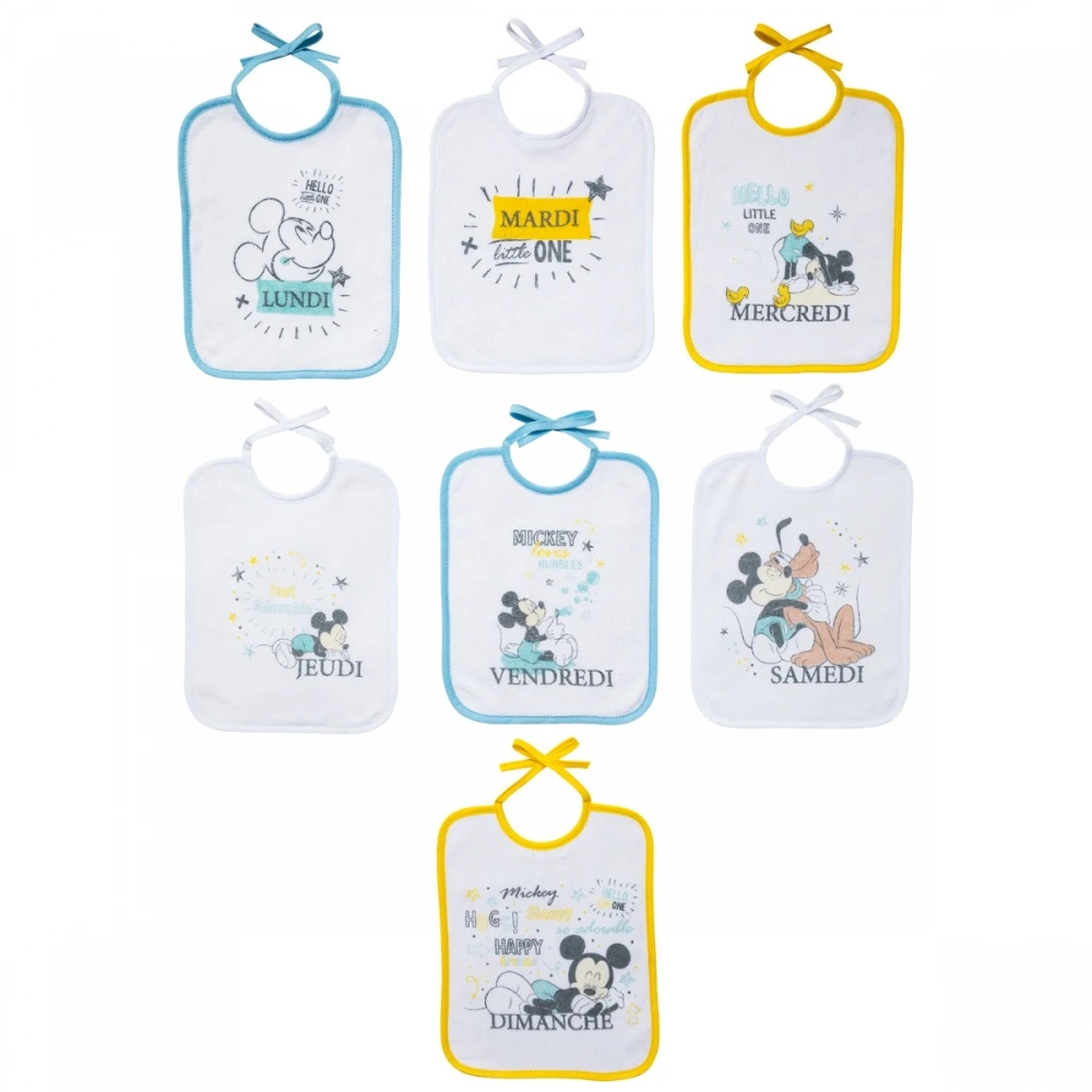 Lot De 7 Bavoirs Naissance Journalier Mickey Little One 1 Lot De 7 Bavoirs Naissance Journalier Mickey Little One