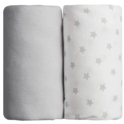 Lot De 2 Draps Housse 70 X 140 Cm étoiles Grises