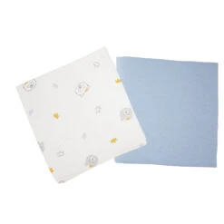 Lot De 2 Draps Housse 70x140cm Ours / Bleu