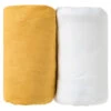Lot De 2 Draps Housse 70 X 140 Cm Moutarde / Blanc