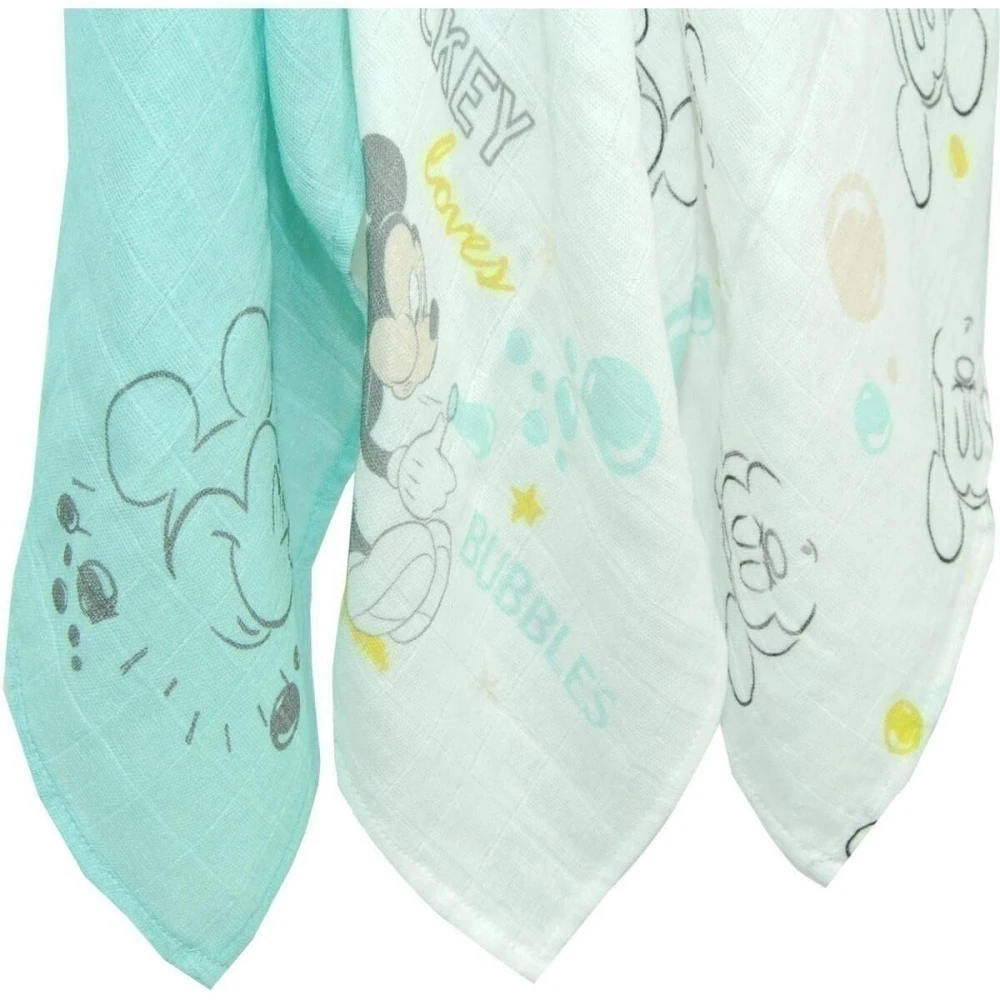 Lot De 3 Langes En Coton 60 X 60 Cm - Mickey 2 Lot De 3 Langes En Coton 60 X 60 Cm - Mickey – Image 2