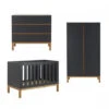 Chambre Trio Lit Bébé 60x120 Cm évolutif En Canapé + Armoire + Commode Avec Plan à Langer Indigo Moonshadow