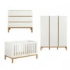 Chambre Trio Lit Bébé 60x120 Cm évolutif En Canapé + Armoire Xl + Commode Avec Plan à Langer Indigo White