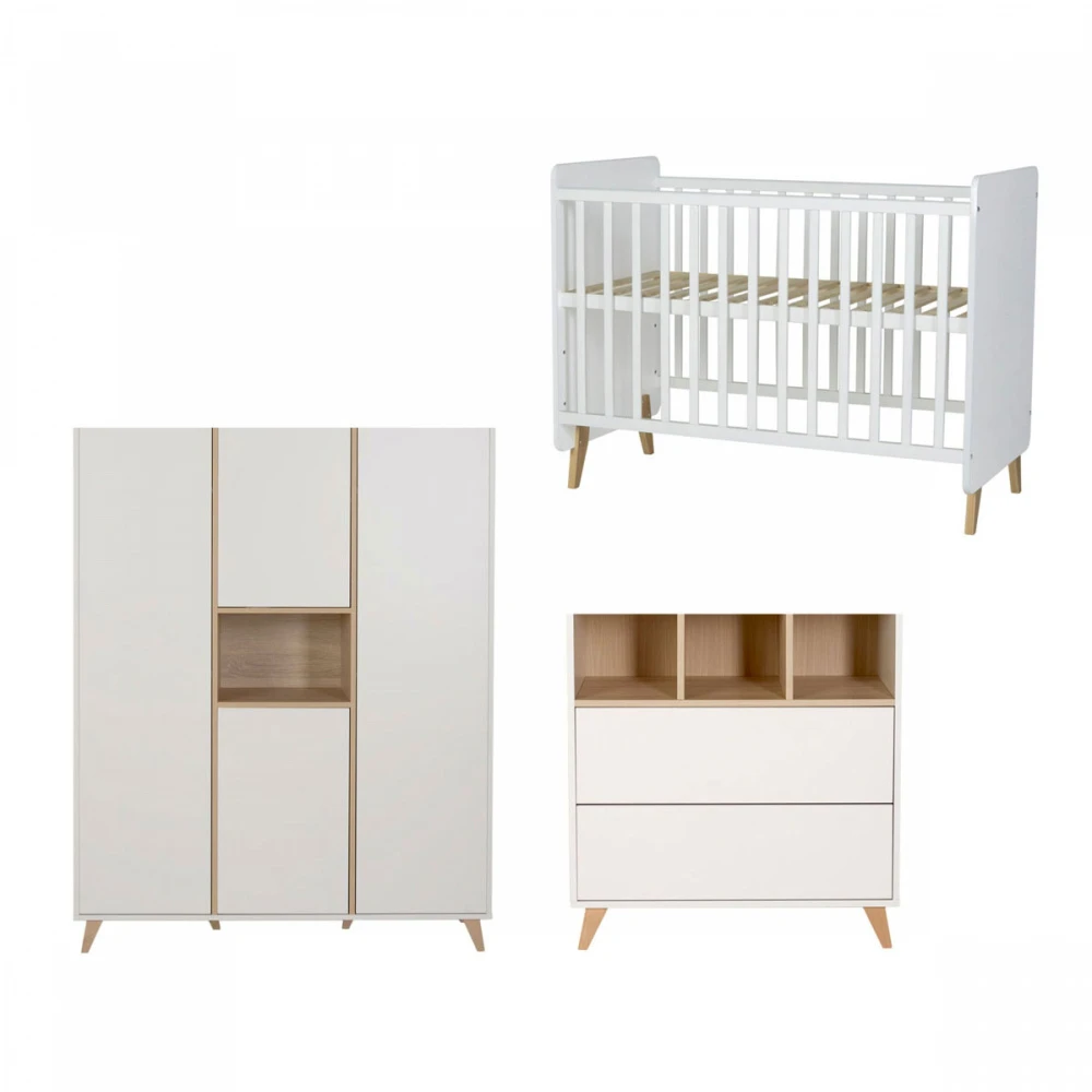 Chambre Trio Lit Bébé 60x120 Cm évolutif En Lit Junior + Armoire Xl + Commode Avec Plan à Langer Loft 1 Chambre Trio Lit Bébé 60x120 Cm évolutif En Lit Junior + Armoire Xl + Commode Avec Plan à Langer Loft
