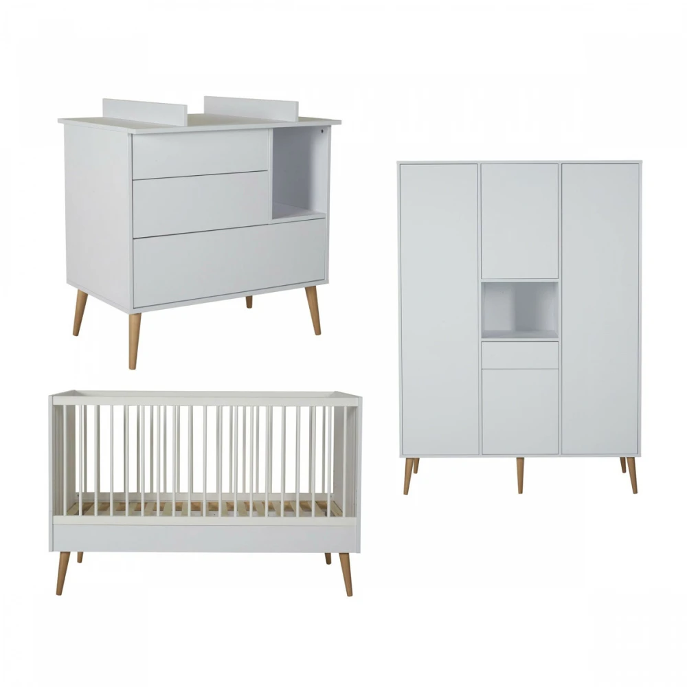 Chambre Trio Lit Bébé 70x140 Cm évolutif En Lit Enfant + Armoire Xl + Commode Avec Plan à Langer Cocoon Ice White 1 Chambre Trio Lit Bébé 70x140 Cm évolutif En Lit Enfant + Armoire Xl + Commode Avec Plan à Langer Cocoon Ice White