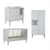 Chambre Trio Lit Bébé 70x140 Cm évolutif En Lit Enfant + Armoire + Commode Avec Plan à Langer Cocoon Ice White