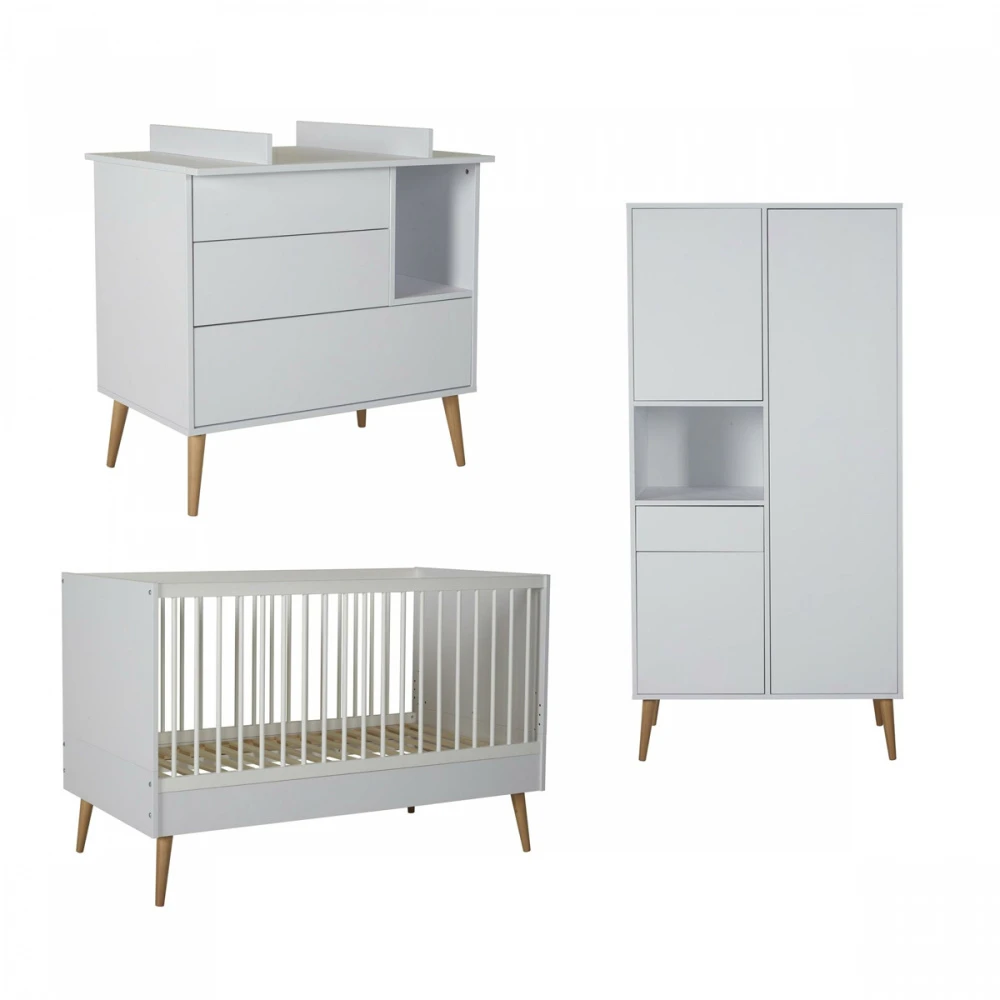 Chambre Trio Lit Bébé 70x140 Cm évolutif En Lit Enfant + Armoire + Commode Avec Plan à Langer Cocoon Ice White 1 Chambre Trio Lit Bébé 70x140 Cm évolutif En Lit Enfant + Armoire + Commode Avec Plan à Langer Cocoon Ice White