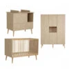 Chambre Trio Lit Bébé 60x120 Cm + Armoire Xl + Commode Avec Plan à Langer Cocoon Natural Oak